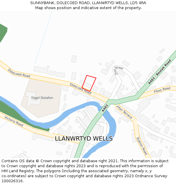 SUNNYBANK, DOLECOED ROAD, LLANWRTYD WELLS, LD5 4RA: Location map and indicative extent of plot