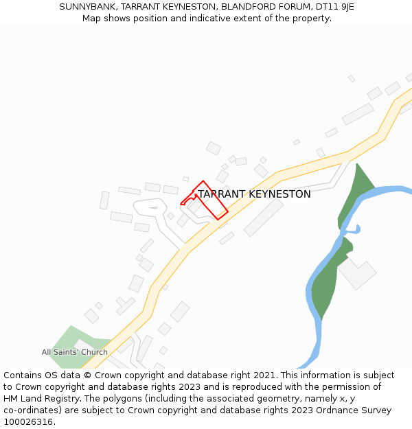SUNNYBANK, TARRANT KEYNESTON, BLANDFORD FORUM, DT11 9JE: Location map and indicative extent of plot