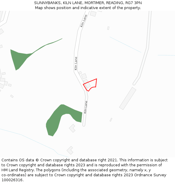 SUNNYBANKS, KILN LANE, MORTIMER, READING, RG7 3PN: Location map and indicative extent of plot