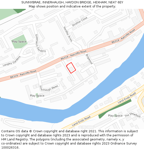 SUNNYBRAE, INNERHAUGH, HAYDON BRIDGE, HEXHAM, NE47 6EY: Location map and indicative extent of plot