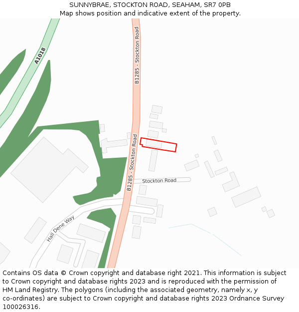 SUNNYBRAE, STOCKTON ROAD, SEAHAM, SR7 0PB: Location map and indicative extent of plot