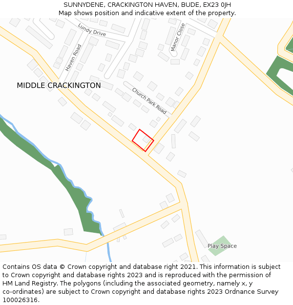 SUNNYDENE, CRACKINGTON HAVEN, BUDE, EX23 0JH: Location map and indicative extent of plot