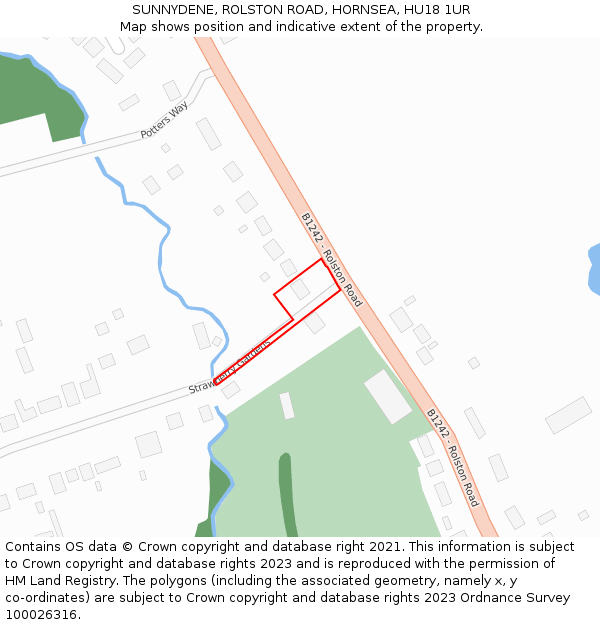 SUNNYDENE, ROLSTON ROAD, HORNSEA, HU18 1UR: Location map and indicative extent of plot
