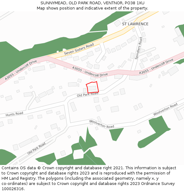 SUNNYMEAD, OLD PARK ROAD, VENTNOR, PO38 1XU: Location map and indicative extent of plot