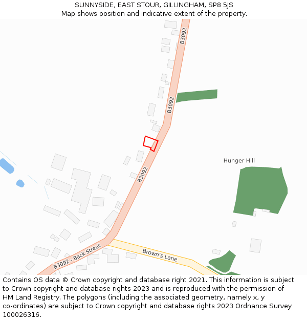 SUNNYSIDE, EAST STOUR, GILLINGHAM, SP8 5JS: Location map and indicative extent of plot