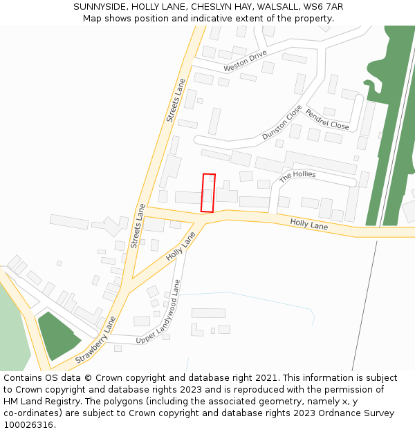 SUNNYSIDE, HOLLY LANE, CHESLYN HAY, WALSALL, WS6 7AR: Location map and indicative extent of plot