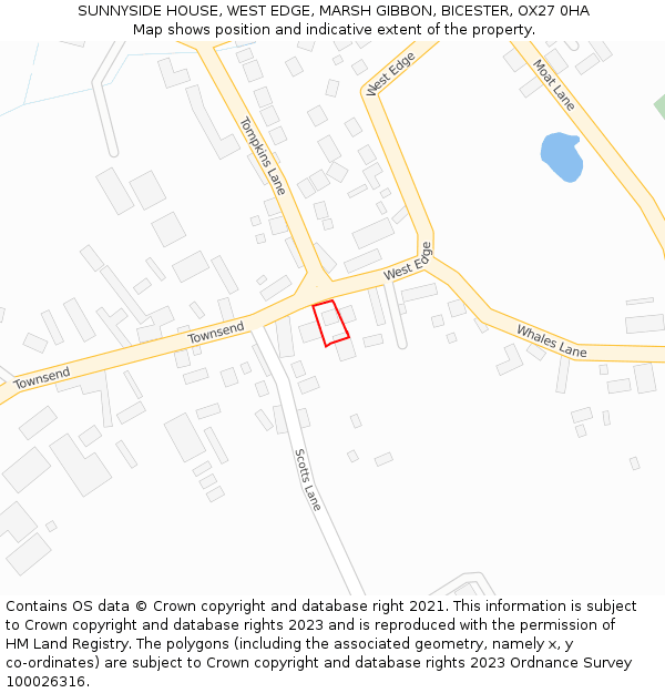 SUNNYSIDE HOUSE, WEST EDGE, MARSH GIBBON, BICESTER, OX27 0HA: Location map and indicative extent of plot