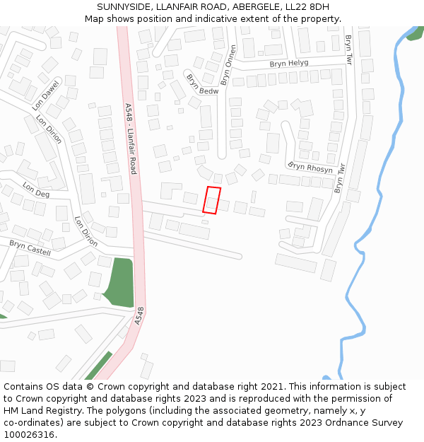 SUNNYSIDE, LLANFAIR ROAD, ABERGELE, LL22 8DH: Location map and indicative extent of plot