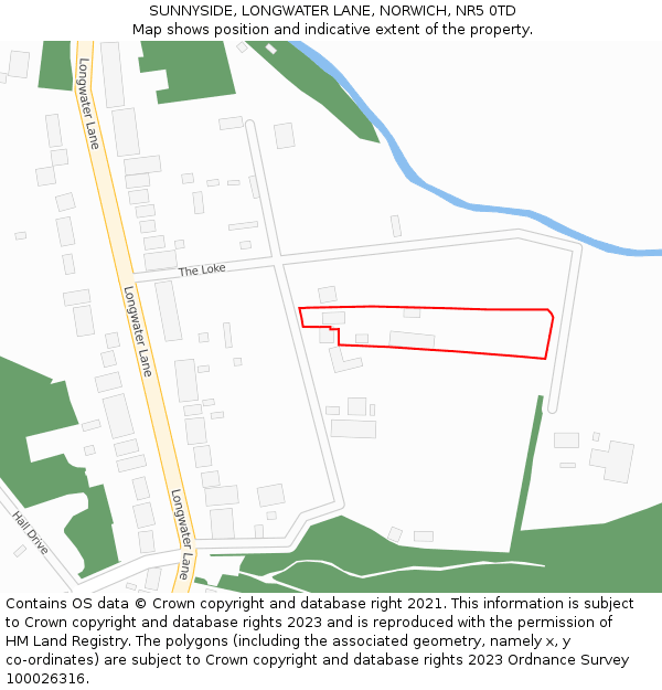 SUNNYSIDE, LONGWATER LANE, NORWICH, NR5 0TD: Location map and indicative extent of plot
