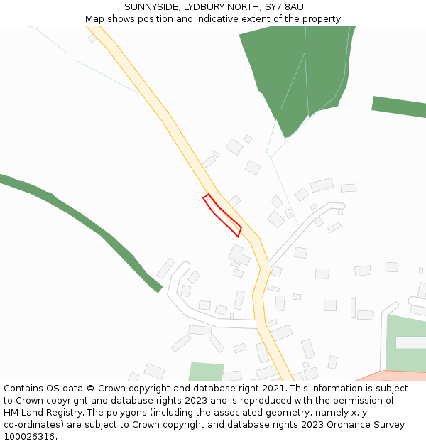 SUNNYSIDE, LYDBURY NORTH, SY7 8AU: Location map and indicative extent of plot