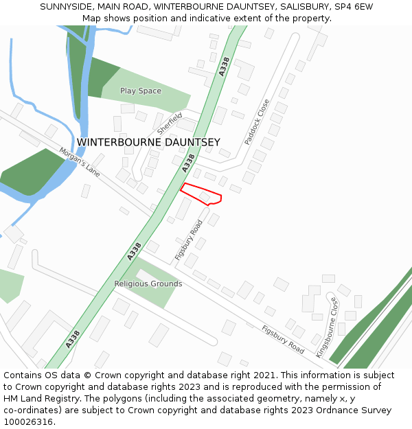 SUNNYSIDE, MAIN ROAD, WINTERBOURNE DAUNTSEY, SALISBURY, SP4 6EW: Location map and indicative extent of plot