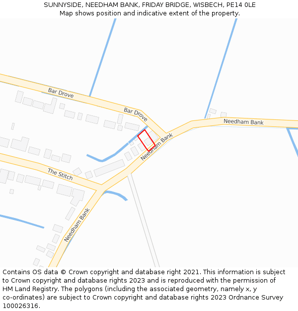 SUNNYSIDE, NEEDHAM BANK, FRIDAY BRIDGE, WISBECH, PE14 0LE: Location map and indicative extent of plot