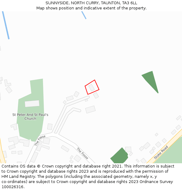 SUNNYSIDE, NORTH CURRY, TAUNTON, TA3 6LL: Location map and indicative extent of plot