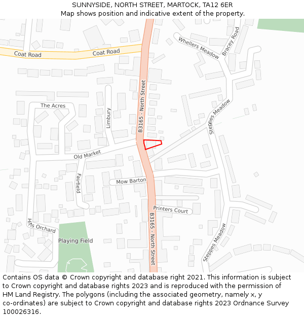 SUNNYSIDE, NORTH STREET, MARTOCK, TA12 6ER: Location map and indicative extent of plot