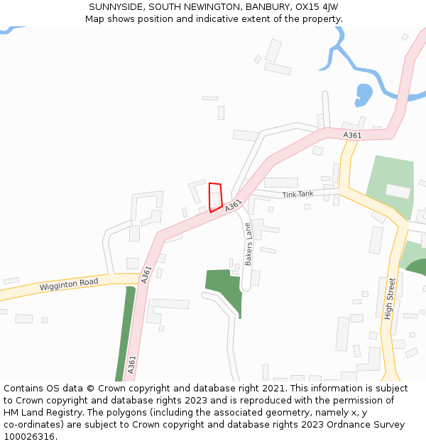 SUNNYSIDE, SOUTH NEWINGTON, BANBURY, OX15 4JW: Location map and indicative extent of plot