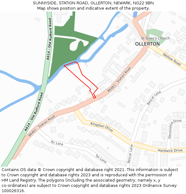 SUNNYSIDE, STATION ROAD, OLLERTON, NEWARK, NG22 9BN: Location map and indicative extent of plot