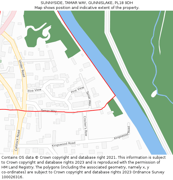 SUNNYSIDE, TAMAR WAY, GUNNISLAKE, PL18 9DH: Location map and indicative extent of plot