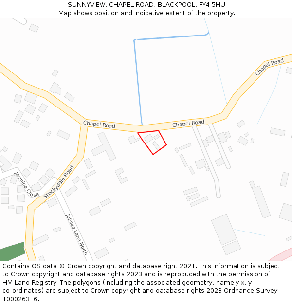 SUNNYVIEW, CHAPEL ROAD, BLACKPOOL, FY4 5HU: Location map and indicative extent of plot