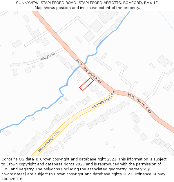 SUNNYVIEW, STAPLEFORD ROAD, STAPLEFORD ABBOTTS, ROMFORD, RM4 1EJ: Location map and indicative extent of plot