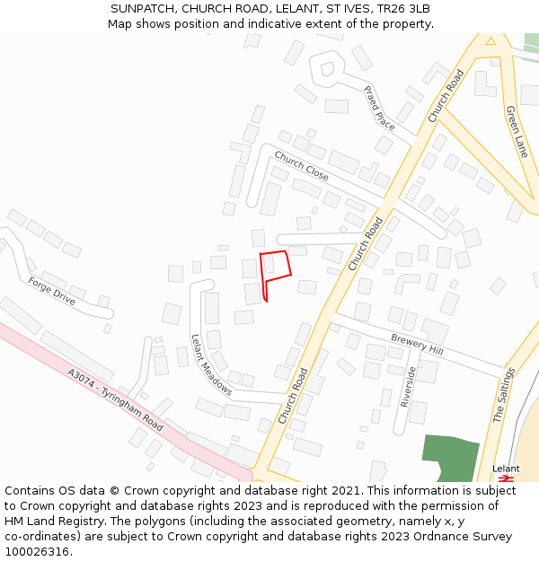 SUNPATCH, CHURCH ROAD, LELANT, ST IVES, TR26 3LB: Location map and indicative extent of plot