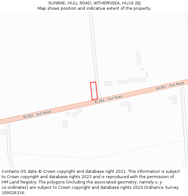 SUNRAE, HULL ROAD, WITHERNSEA, HU19 2EJ: Location map and indicative extent of plot