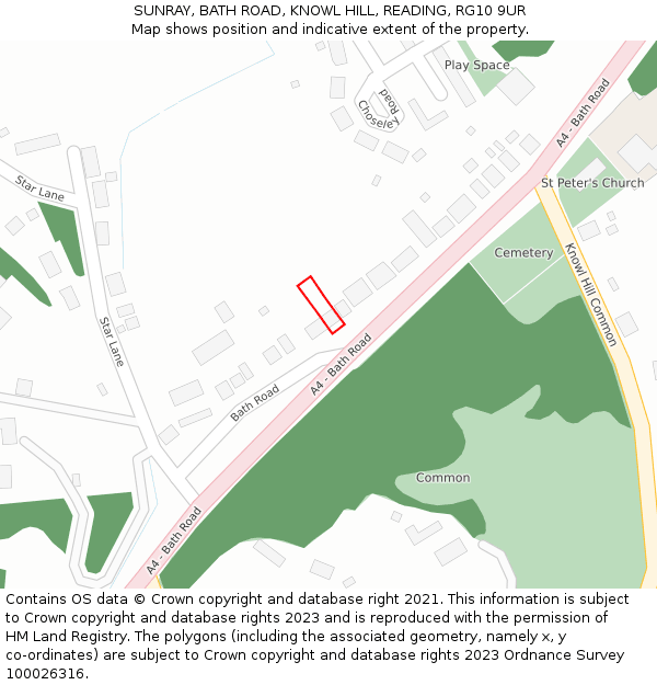 SUNRAY, BATH ROAD, KNOWL HILL, READING, RG10 9UR: Location map and indicative extent of plot