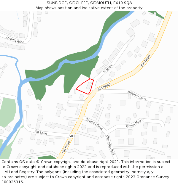 SUNRIDGE, SIDCLIFFE, SIDMOUTH, EX10 9QA: Location map and indicative extent of plot