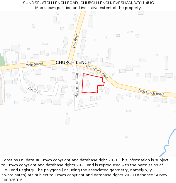 SUNRISE, ATCH LENCH ROAD, CHURCH LENCH, EVESHAM, WR11 4UG: Location map and indicative extent of plot