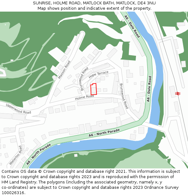 SUNRISE, HOLME ROAD, MATLOCK BATH, MATLOCK, DE4 3NU: Location map and indicative extent of plot