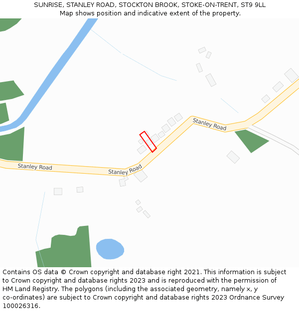 SUNRISE, STANLEY ROAD, STOCKTON BROOK, STOKE-ON-TRENT, ST9 9LL: Location map and indicative extent of plot