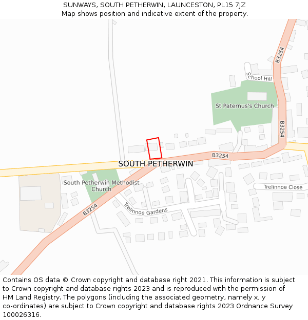 SUNWAYS, SOUTH PETHERWIN, LAUNCESTON, PL15 7JZ: Location map and indicative extent of plot