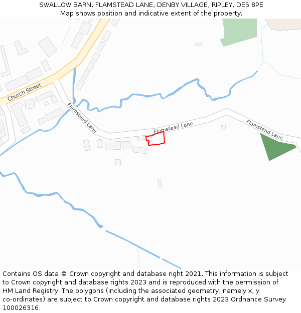 SWALLOW BARN, FLAMSTEAD LANE, DENBY VILLAGE, RIPLEY, DE5 8PE: Location map and indicative extent of plot