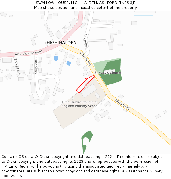 SWALLOW HOUSE, HIGH HALDEN, ASHFORD, TN26 3JB: Location map and indicative extent of plot