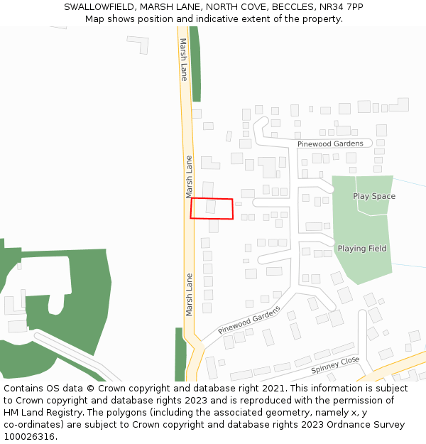 SWALLOWFIELD, MARSH LANE, NORTH COVE, BECCLES, NR34 7PP: Location map and indicative extent of plot
