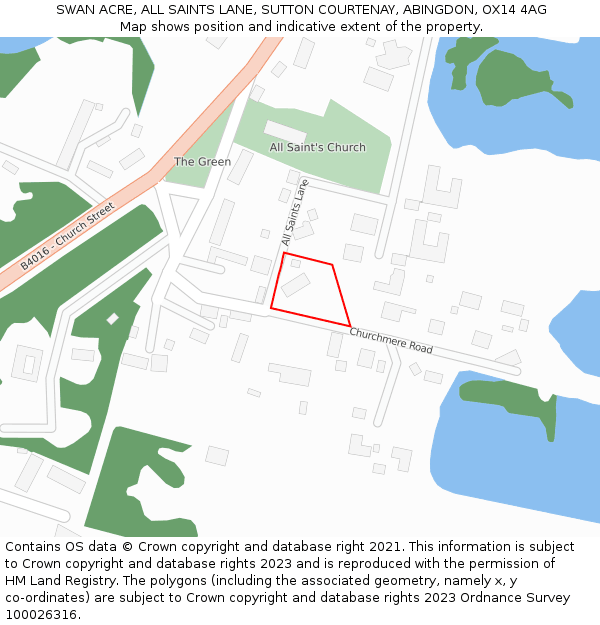 SWAN ACRE, ALL SAINTS LANE, SUTTON COURTENAY, ABINGDON, OX14 4AG: Location map and indicative extent of plot