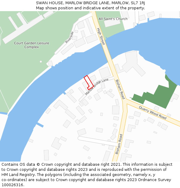 SWAN HOUSE, MARLOW BRIDGE LANE, MARLOW, SL7 1RJ: Location map and indicative extent of plot