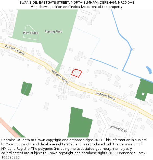 SWANSIDE, EASTGATE STREET, NORTH ELMHAM, DEREHAM, NR20 5HE: Location map and indicative extent of plot