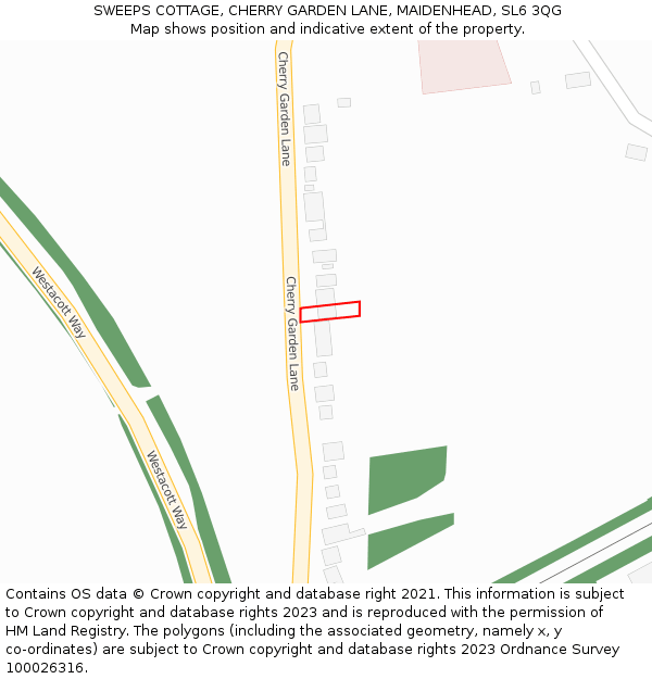 SWEEPS COTTAGE, CHERRY GARDEN LANE, MAIDENHEAD, SL6 3QG: Location map and indicative extent of plot