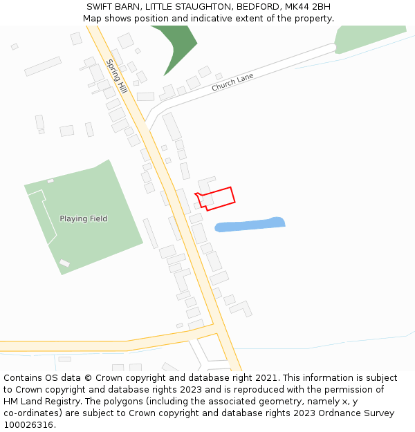 SWIFT BARN, LITTLE STAUGHTON, BEDFORD, MK44 2BH: Location map and indicative extent of plot