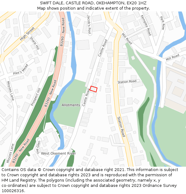 SWIFT DALE, CASTLE ROAD, OKEHAMPTON, EX20 1HZ: Location map and indicative extent of plot