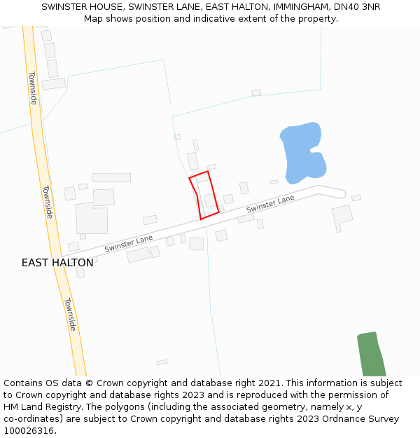 SWINSTER HOUSE, SWINSTER LANE, EAST HALTON, IMMINGHAM, DN40 3NR: Location map and indicative extent of plot