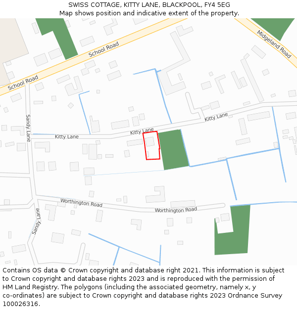 SWISS COTTAGE, KITTY LANE, BLACKPOOL, FY4 5EG: Location map and indicative extent of plot