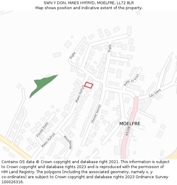 SWN Y DON, MAES HYFRYD, MOELFRE, LL72 8LR: Location map and indicative extent of plot