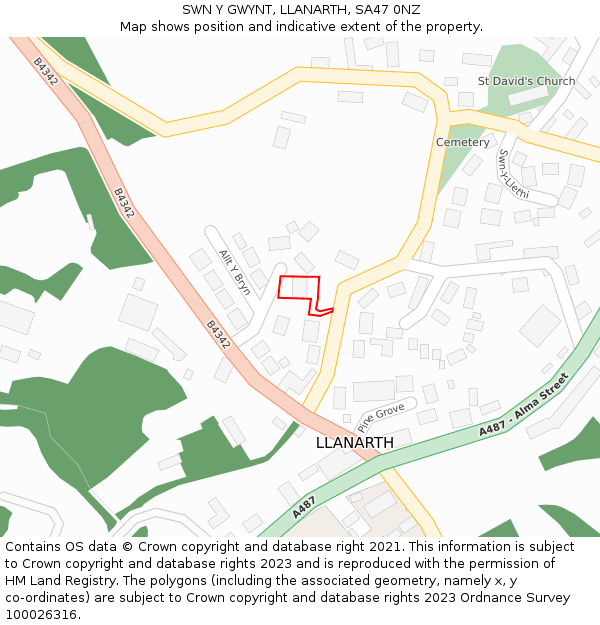 SWN Y GWYNT, LLANARTH, SA47 0NZ: Location map and indicative extent of plot