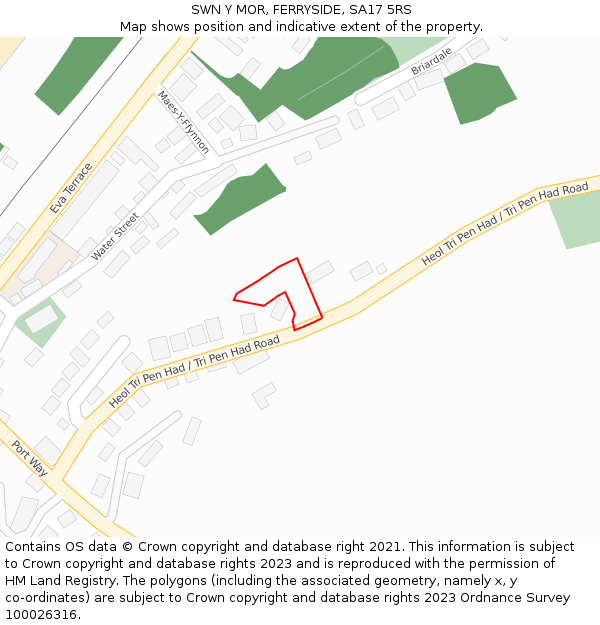 SWN Y MOR, FERRYSIDE, SA17 5RS: Location map and indicative extent of plot