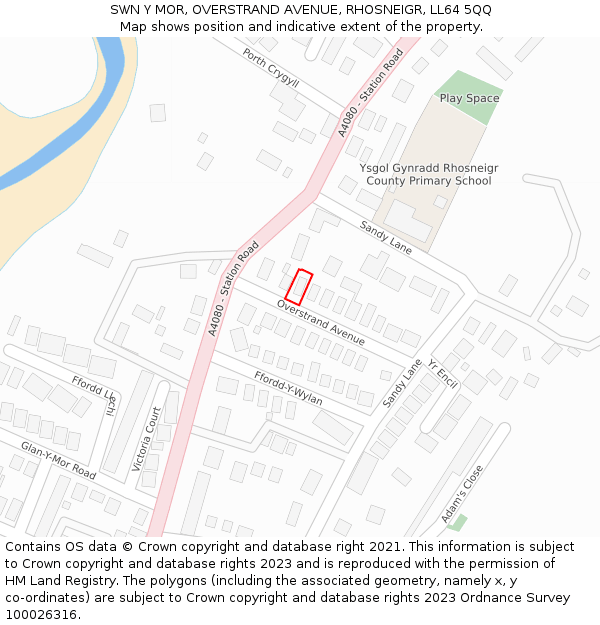 SWN Y MOR, OVERSTRAND AVENUE, RHOSNEIGR, LL64 5QQ: Location map and indicative extent of plot