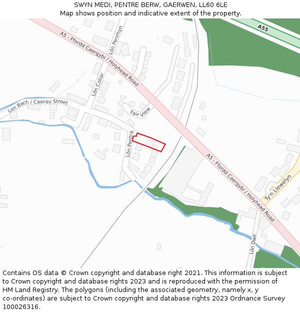 SWYN MEDI, PENTRE BERW, GAERWEN, LL60 6LE: Location map and indicative extent of plot