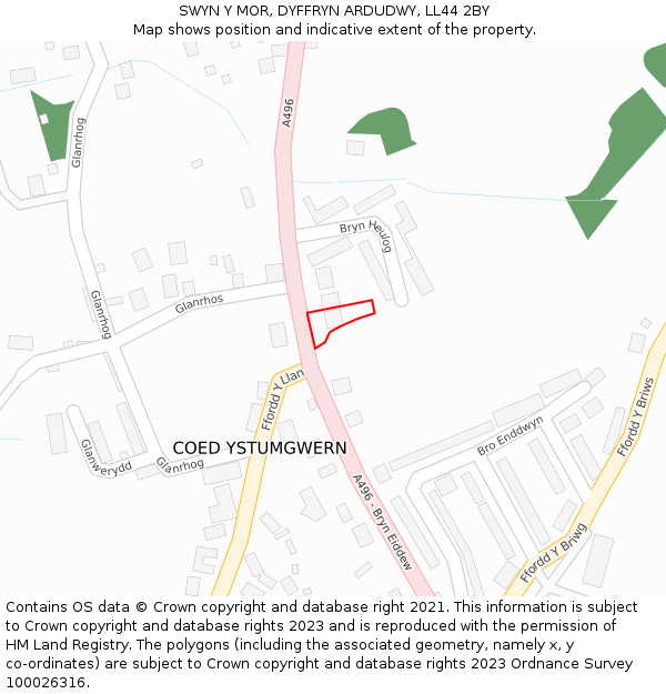 SWYN Y MOR, DYFFRYN ARDUDWY, LL44 2BY: Location map and indicative extent of plot