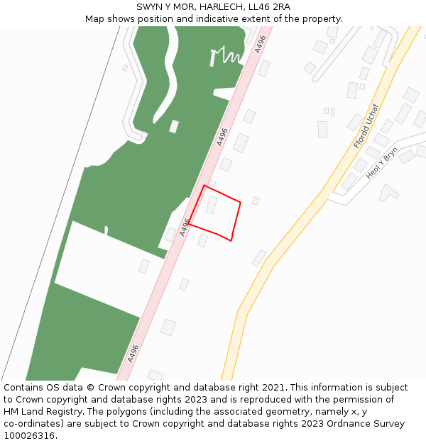 SWYN Y MOR, HARLECH, LL46 2RA: Location map and indicative extent of plot