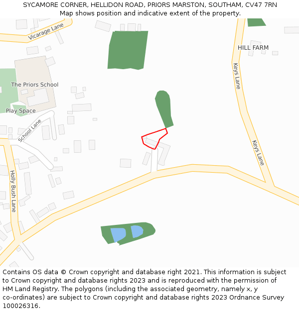 SYCAMORE CORNER, HELLIDON ROAD, PRIORS MARSTON, SOUTHAM, CV47 7RN: Location map and indicative extent of plot